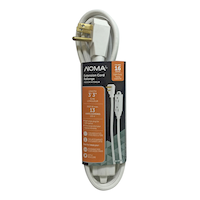 Rallonge d’intérieur NOMA, calibre 16/3, prise à angle droit, 3 pi 3 po, 3 prises avec mise à la terre, blanc Front_Flat