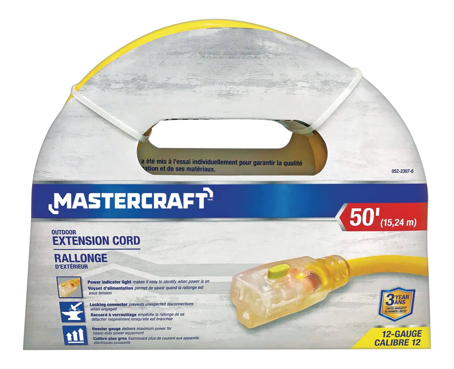 Mastercraft 12/3 Outdoor Extension Cord with Lighted end & Locking