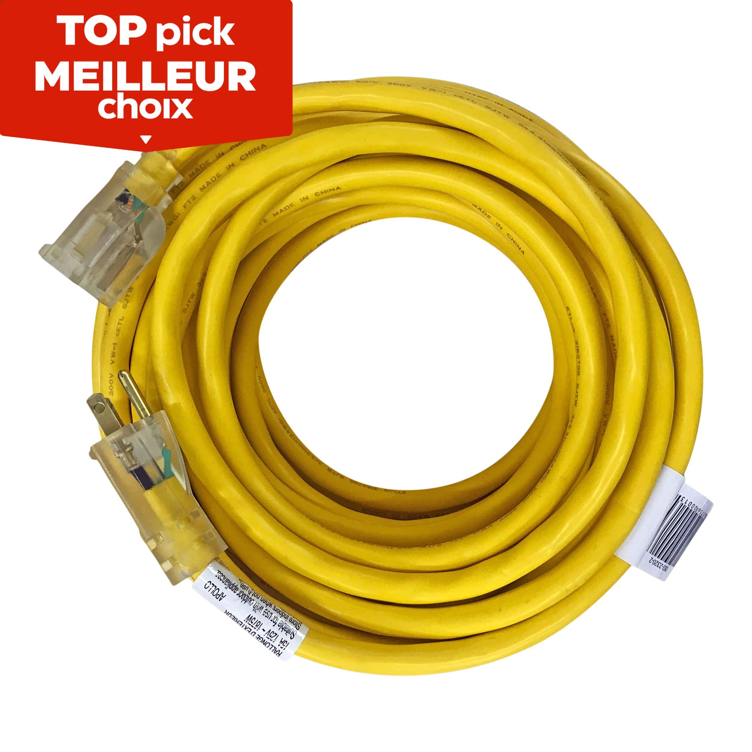 Mastercraft Outdoor Extension Cord with Grounded Outlet and Lighted End,  Yellow Canadian Tire