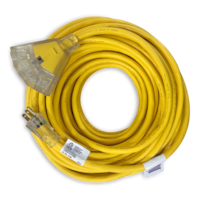 Mastercraft 12/3 Yellow Outdoor Extension Cord with 3 Grounded Outlets and Lighted End