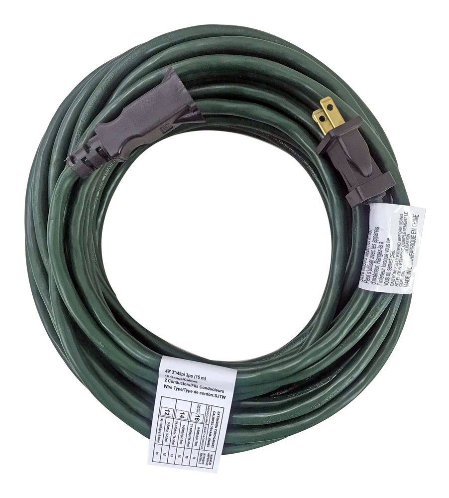 NOMA 49ft 3in 16/2 Outdoor Extension Cord, Flexible, 1 Outlet, Green