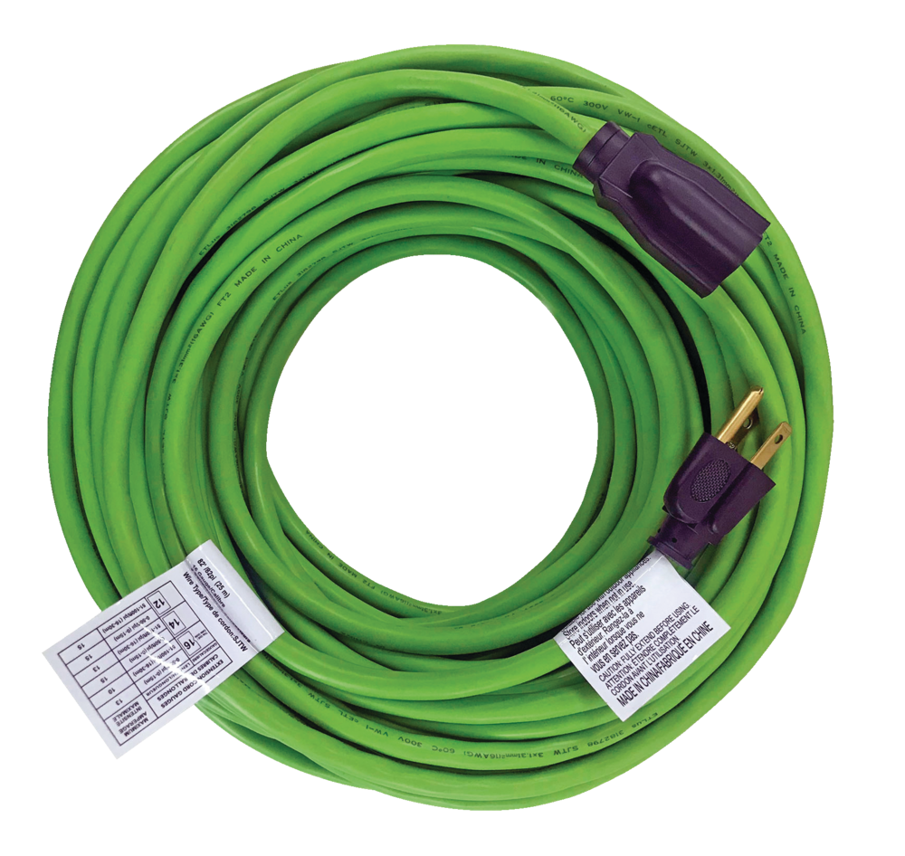 NOMA 82ft 16/3 Outdoor Extension Cord with Grounded Outlet, Lime Green
