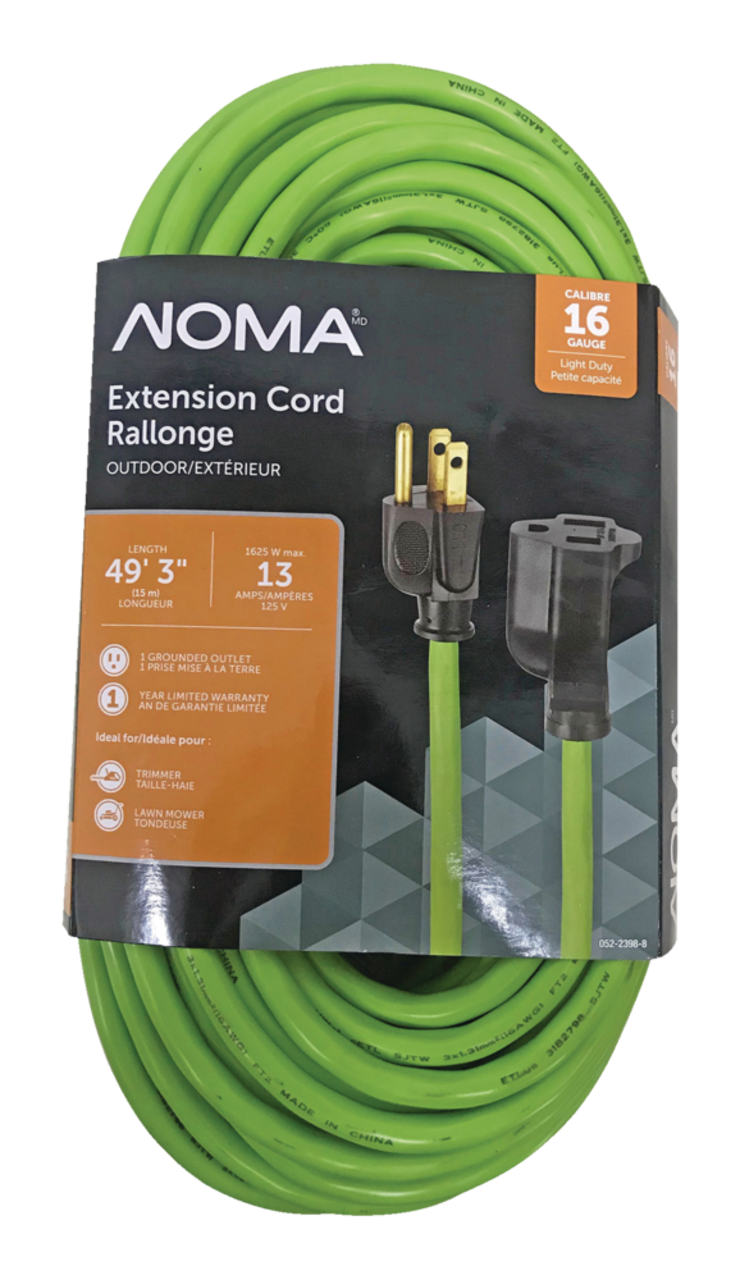NOMA 9-ft 10-in 16/2 Outdoor Extension Cord with 3 Outlets, Green