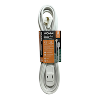 NOMA 8-ft 2-in 16/2 Extension Cord, Flat plug, 3 Outlets, White Front_Flat