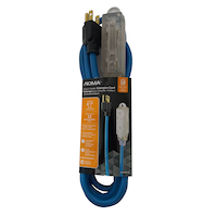 NOMA 16/3 13 Amp All-Weather Block Heater Cord with Lighted End, Blue Front_Flat