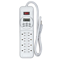 NOMA 8-Outlet Power Bar with 7-Day Programmable Digital Timer, White Front_Flat