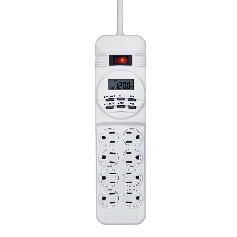 NOMA 8Outlet Power Bar with 7Day Programmable Digital Timer, White Canadian Tire