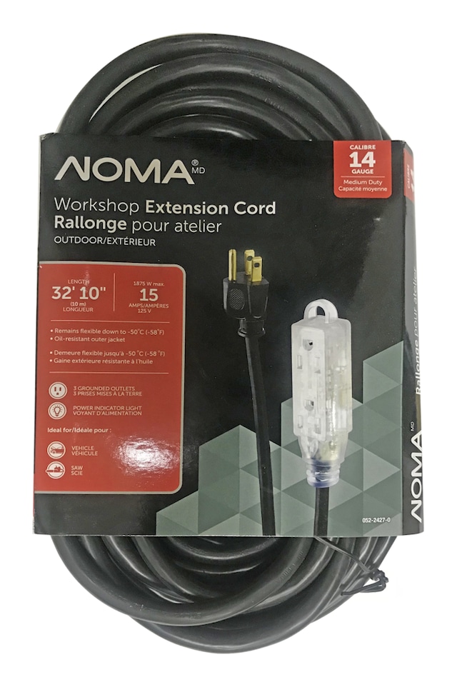NOMA 32ft 10in 14/3 Outdoor Extension Cord with 3 Grounded Outlets