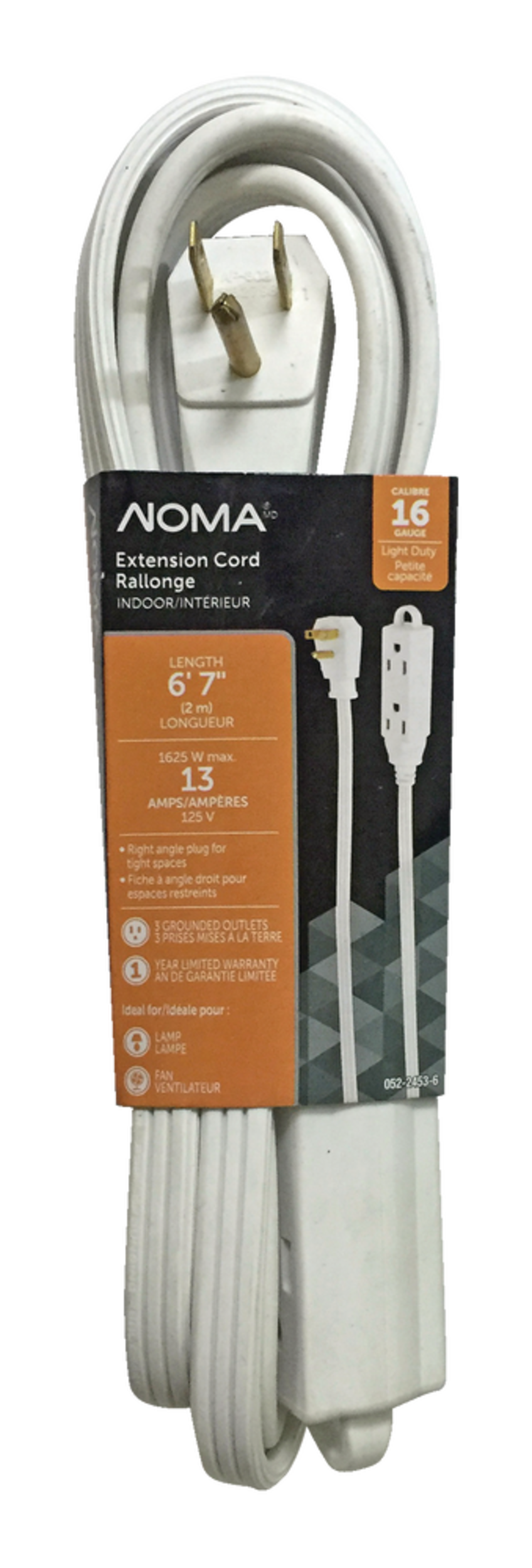 NOMA 6ft 7in 16/3 AllPurpose Extension Cord, Lightduty, 3 Grounded