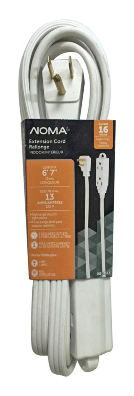 NOMA 9-ft 10-in 16/2 Outdoor Extension Cord with 3 Outlets, White