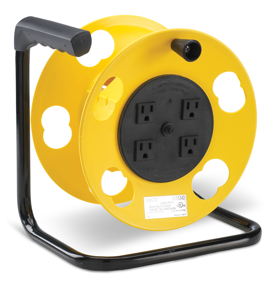 NOMA 100-ft Extension Cord Storage Reel with 4 Grounded Outlets and ...