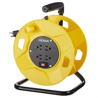 NOMA 100-ft Extension Cord Storage Reel with 4 Grounded Outlets and Circuit Breaker Front_Angled_Left