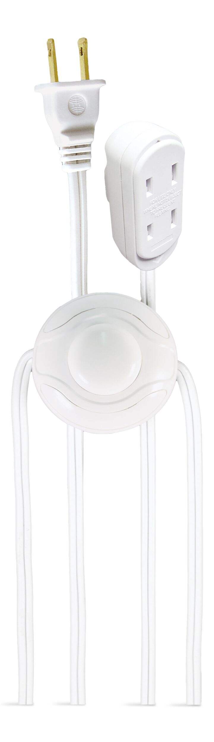 NOMA 14ft 7in 16/2 Indoor Extension Cord, ON/OFF Foot Switch, White