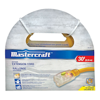 Mastercraft 30-ft Outdoor 12 Gauge Extension Cord with Grounded Outlet, Lighted End and Locking Connector, Yellow