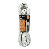NOMA 15-ft 16/2 Indoor Extension Cord, 3 Outlets, Lighted End, Flat Plug, White