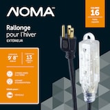 Rallonge d'extérieur NOMA Extreem, calibre 16/3, 9 pi 10 po, temps froid, extrémité illuminée, flexible, noir Front_Flat