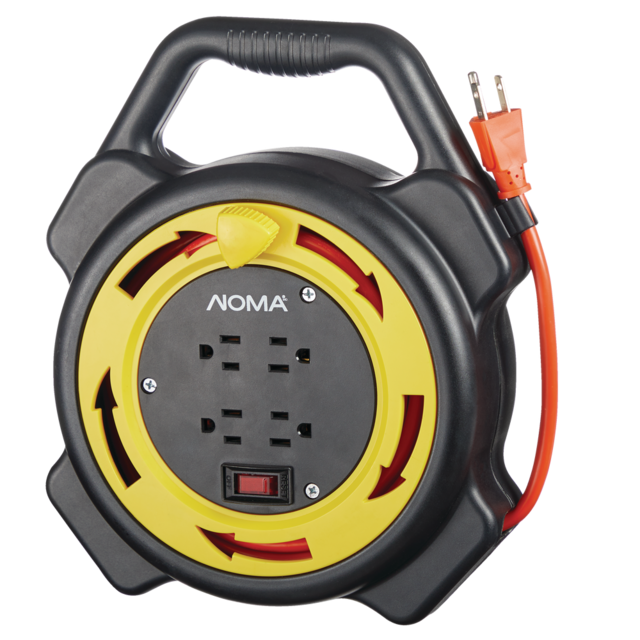 NOMA 25ft 16/3 Extension Cord with Storage Reel, 4 Grounded Outlets