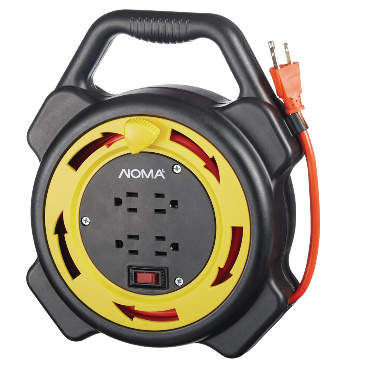 NOMA 25-ft 16/3 Extension Cord with Storage Reel, 4 Grounded Outlets and  Circuit Breaker