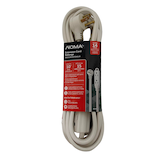 NOMA  14/3 Indoor Extension Cord with Right Angle Plug, 3 Grounded Outlets, White Front_Flat