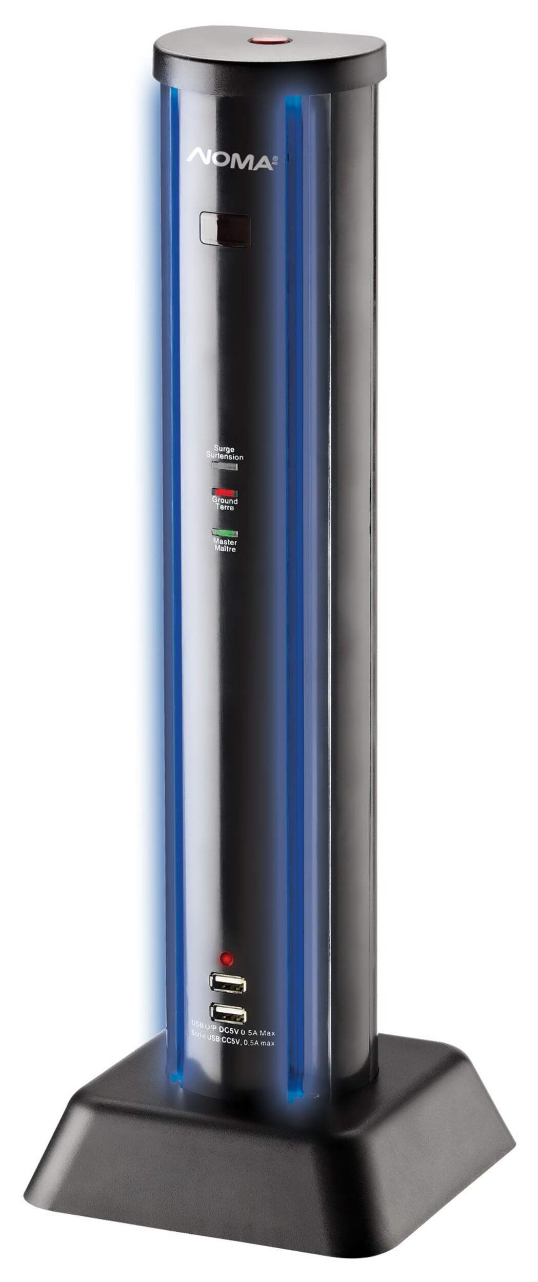 NOMA 8-Outlet Vertical Smart Strip Front_Three_Fourths_Angled_Left