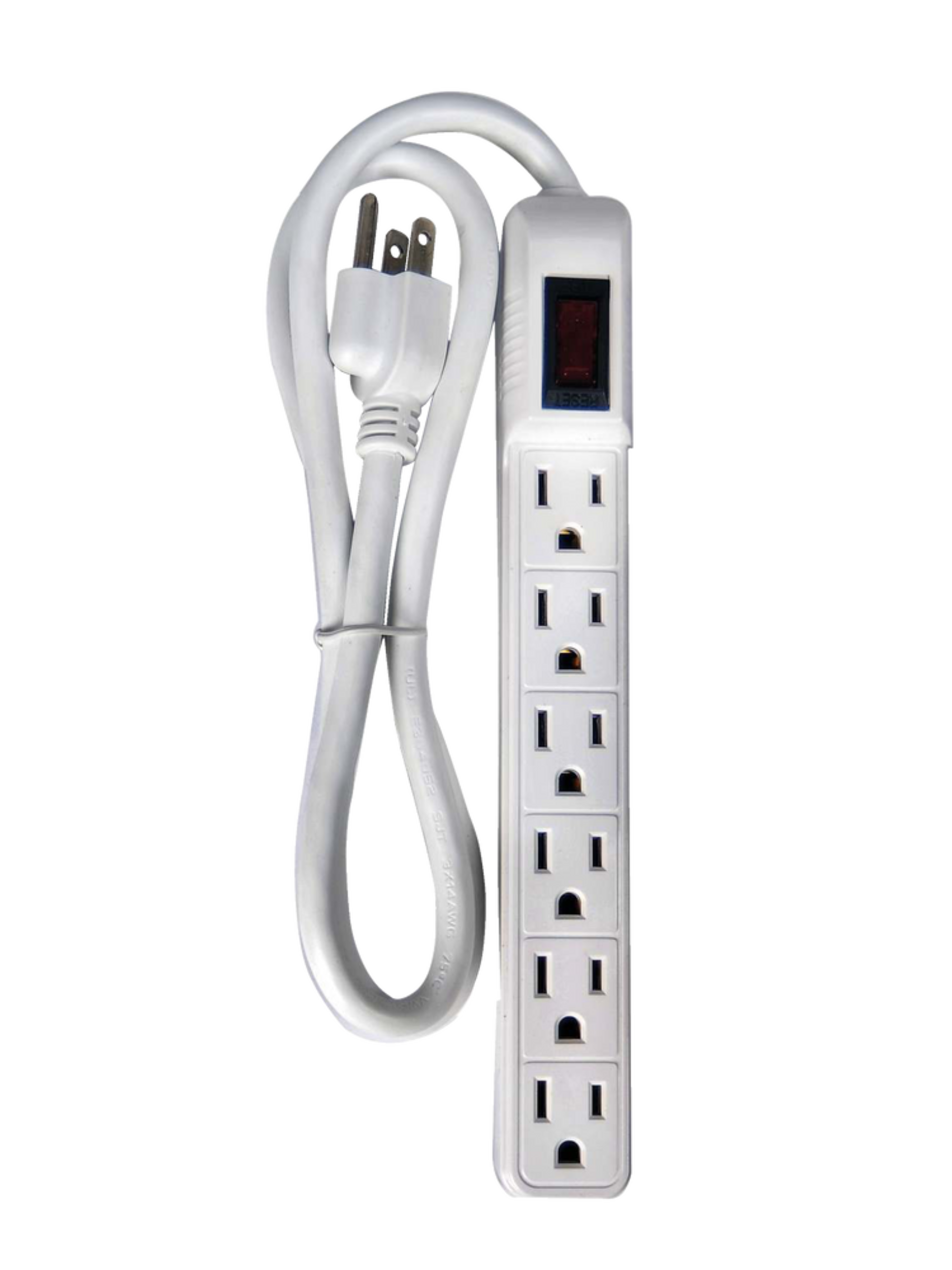 Certified 6Outlet Surge Protector Power Bar, 3ft cord, 350 Joules