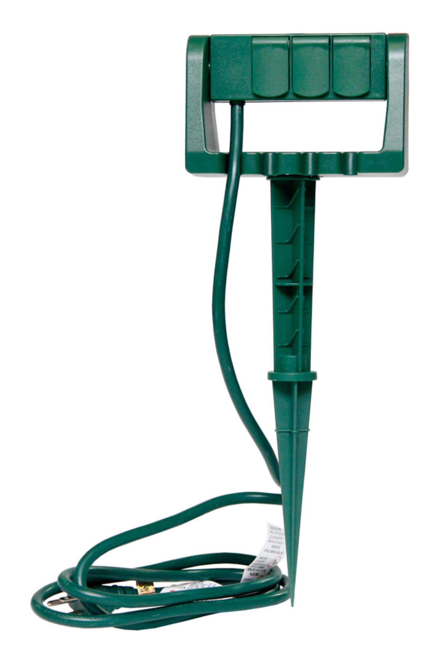 NOMA 3-Outlet Outdoor Power Stake with 6-ft Cord, Green Front_Angled_Left