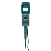 NOMA 3-Outlet Outdoor Power Stake with 6-ft Cord and Timer, Green Front_Flat