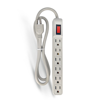 Certified 6-Outlet Power Bar, 3-ft cord, White Overhead_Flat