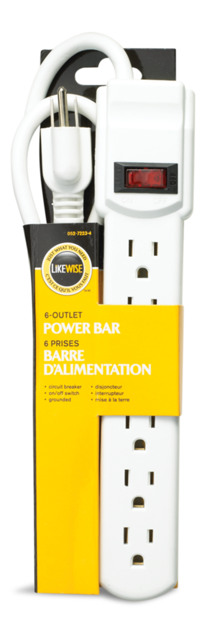 Certified 6-Outlet Power Bar, 3-ft cord, White | Canadian Tire