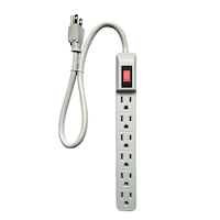 Certified 6-Outlet Power Bar, 1-ft 6-in cord, White