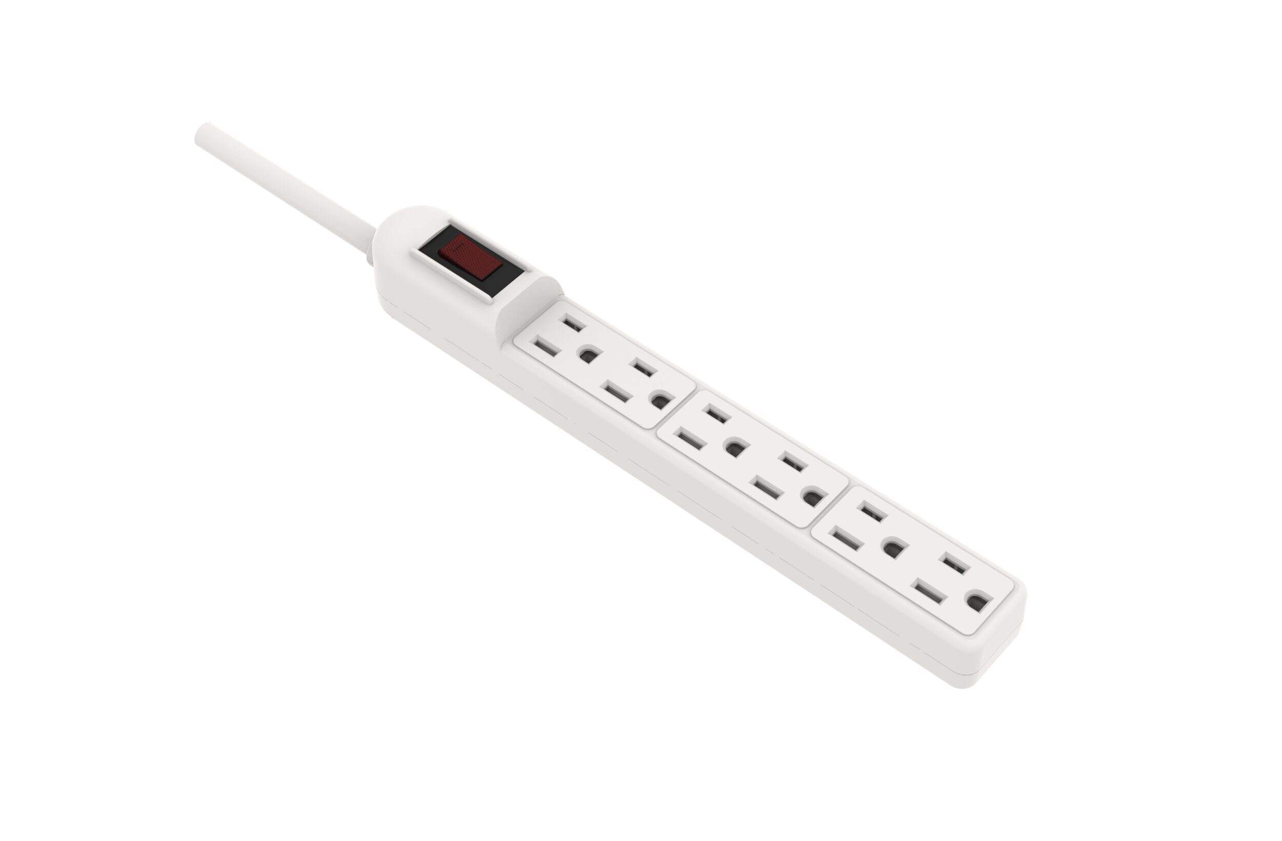 Certified 6-Outlet Power Bar, 1-ft 6-in cord, White Overhead_Plunge