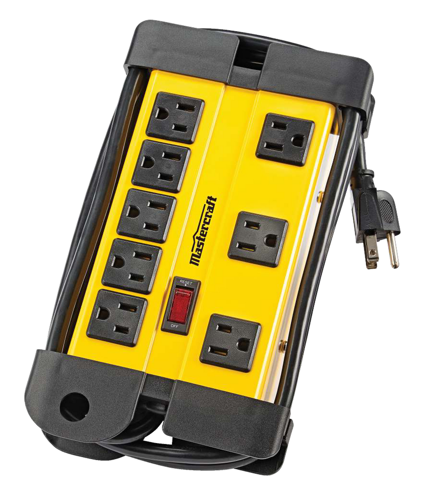 Mastercraft 8Outlet Power Bar with 6ft Cord, Circuit Breaker and