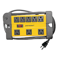 Mastercraft 8-Outlet Power Bar with 6-ft Cord, Circuit Breaker and Lighted Switch, Yellow/Black