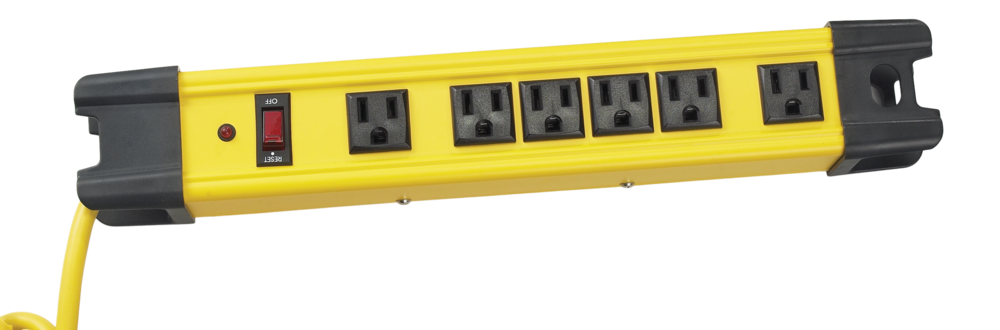 6-Outlet Power Bar with 6-ft Cord, Circuit Breaker and Lighted Switch, Yellow/Black Mastercraft
