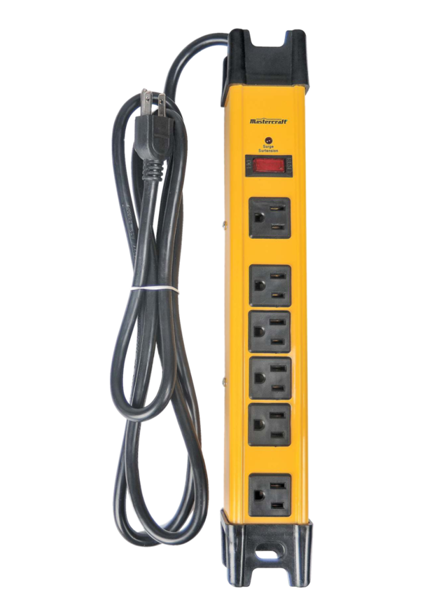 Mastercraft 6Outlet Power Bar with 6ft Cord, Circuit Breaker and