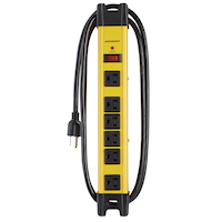 Mastercraft 6-Outlet Power Bar with 6-ft Cord, Circuit Breaker and Lighted Switch, Yellow/Black Overhead_Flat