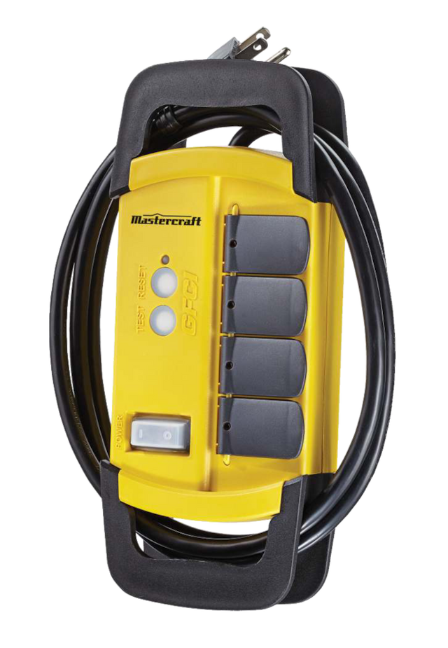Mastercraft 4Outlet GFCI Power Bar with 6ft Cord, Circuit Breaker and