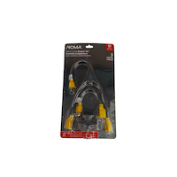 NOMA Extension Cord Adaptor Kit 3-pk, 6 Flexible Grounded Outlets, Y-adaptor, pigtail and 3-outlet adaptor Front_Flat