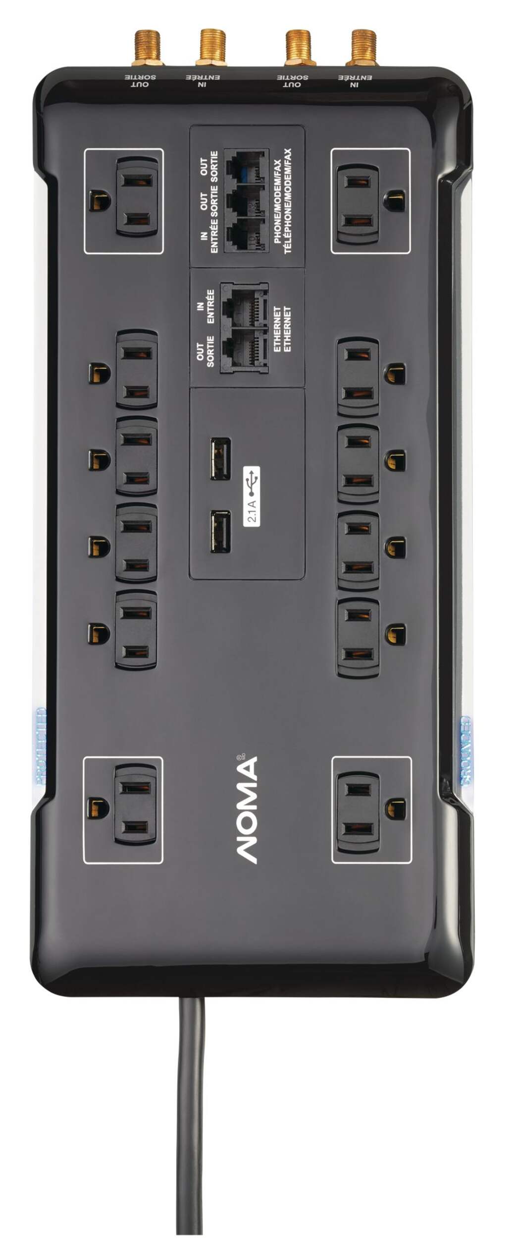 NOMA 12-Outlet Performance Series Power Bar Overhead_Flat