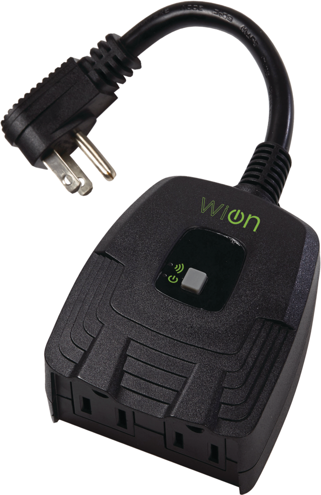 Woods WiOn Outdoor Wifi Timer with 2 Grounded Outlets, Weather Resistant,  Black