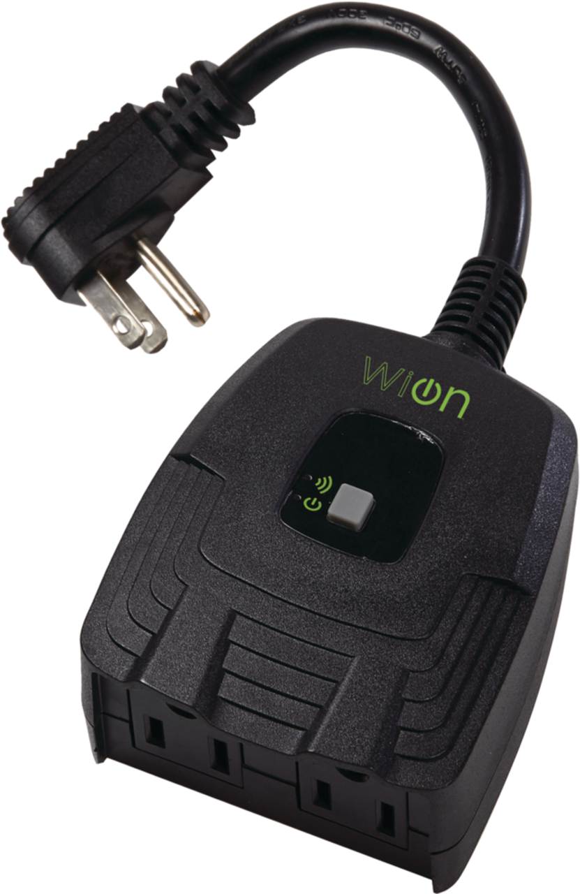 Woods WiOn 50049 Outdoor Wi-Fi Wireless Plug-In Switch; Smartphone And  Tablet Automation For Up To 12 Devices 2 Grounded Outlets Weather Resistant  Energy Saving Wifi Controlled Switch 