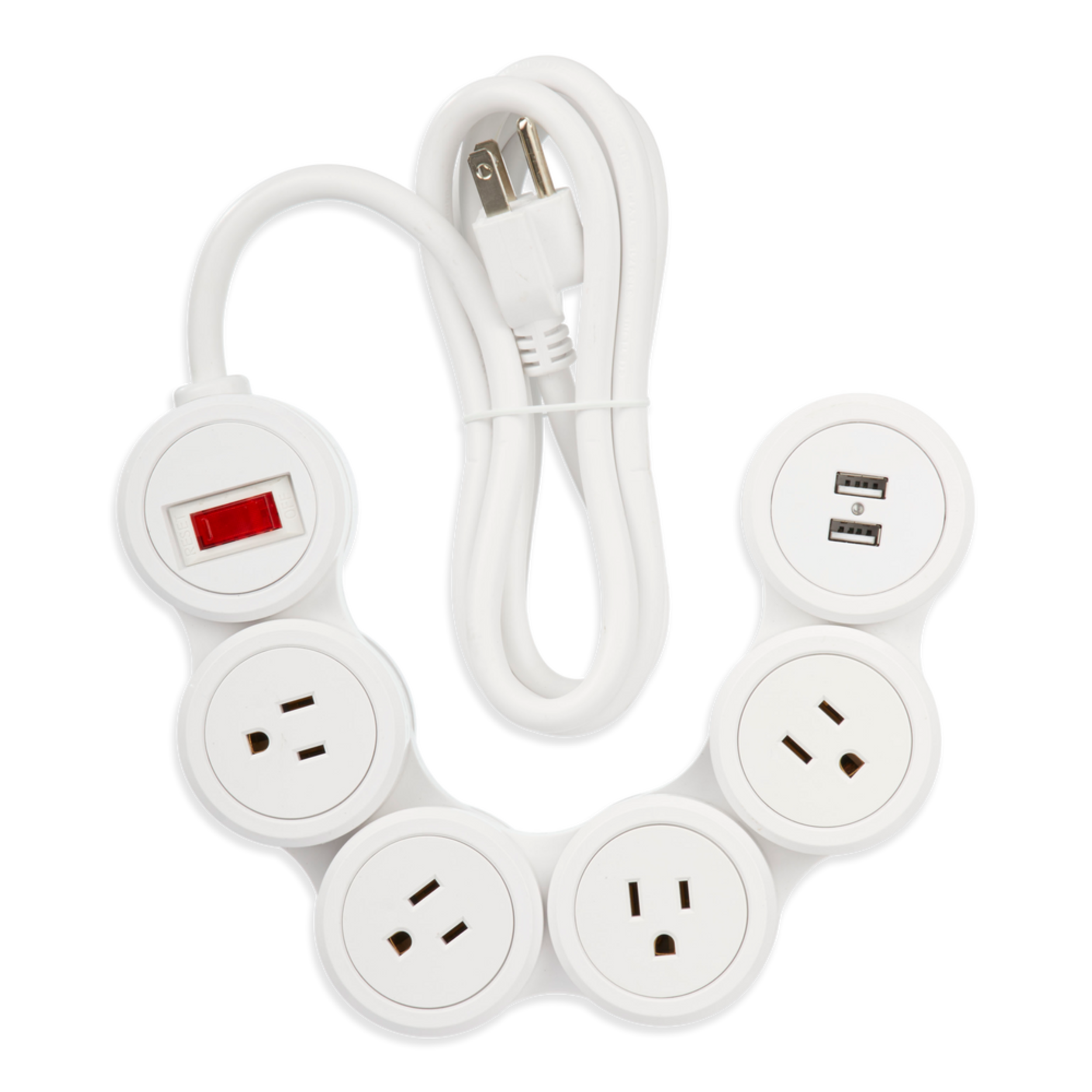 NOMA 4Outlet and 2 USB Port Power Bar / Hub with Surge Protector, 6ft