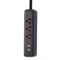 Globe Designer 3-Outlet Power Strip Surge Protector with 2 USB Outlets, Black, 6-ft Front_Angled_Left
