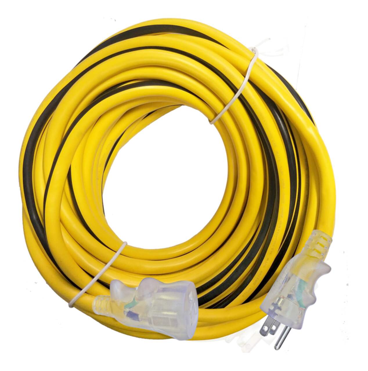 MAXIMUM 25-ft 12/3 Outdoor Extension Cord with Grounded Outlet, Lighted End  and Locking Connector, Yellow/Black