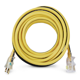 Rallonge d’extérieur MAXIMUM, calibre 12/3, (25 pi), prise avec mise à la terre, extrémité illuminée et connecteur verrouillable, jaune/noir Overhead_Flat