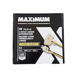MAXIMUM 3-Outlet Locking Extension Cord, 50-ft, Yellow/Black Front_Flat