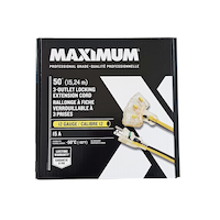 MAXIMUM 3-Outlet Locking Extension Cord, 50-ft, Yellow/Black Front_Flat