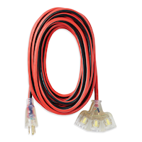 MAXIMUM 25-ft 14/3 Outdoor Extension Cord with 3 Grounded Outlets, Lighted End and Locking Connector, Hi-Visibility Overhead_Flat