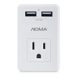NOMA 1-Outlet Extender Wall Tap with  2 USB Ports, White Front_Flat