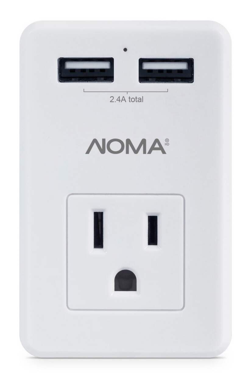 Bloc mural NOMA à 1 prise avec 2 ports USB, blanc